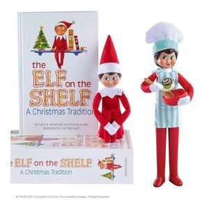 NWT Elf on the Shelf Boy + Book & MagiFreez Christmas Chef Standing Gear Bundle